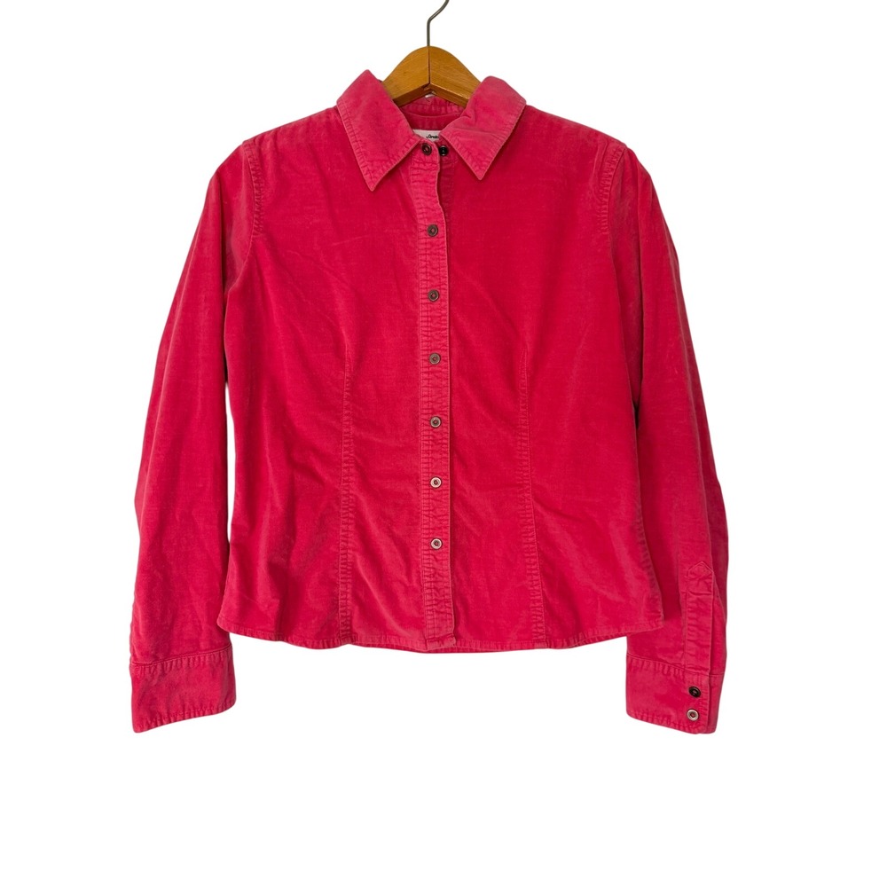 Talbots Petites Pink Corduroy Button Down Shirt Stretch Long Sleeve Size S